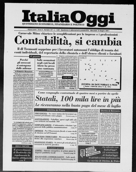 Italia oggi : quotidiano di economia finanza e politica